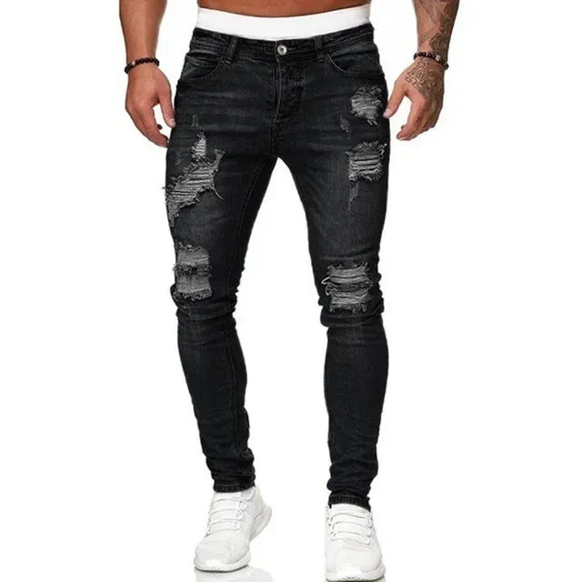 Men's Trendy Ripped Skinny Fit Jeans for Streetwear
