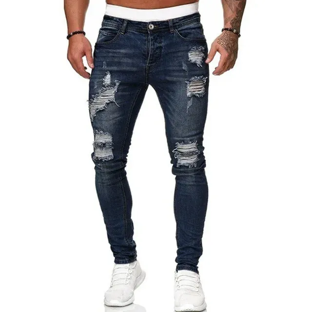 Men's Trendy Ripped Skinny Fit Jeans for Streetwear
