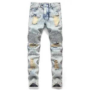Men's Vintage Destroyed Ripped Jeans