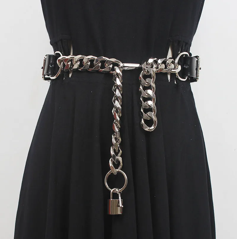 Metal Leather Chain Belt