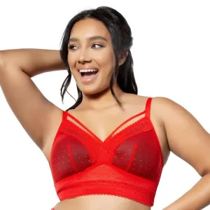 Mia Dot Wire-Free Longline Bralette -  Racing Red -
