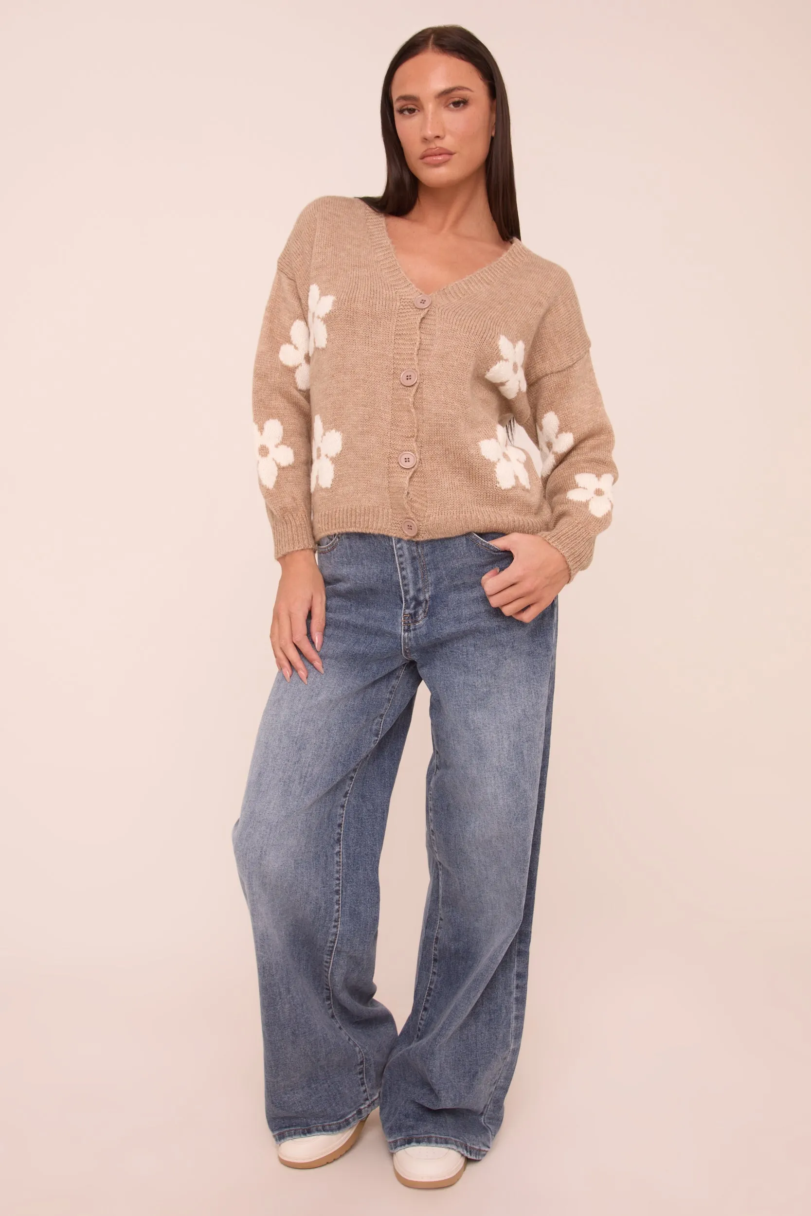 Mid Blue Stretch Wide Leg Denim Jeans - Winona