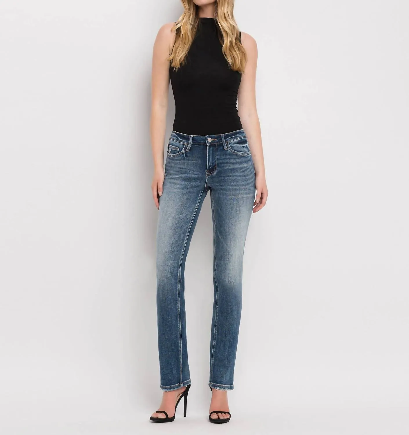 Mid Rise Straight Jeans In Pleasantly