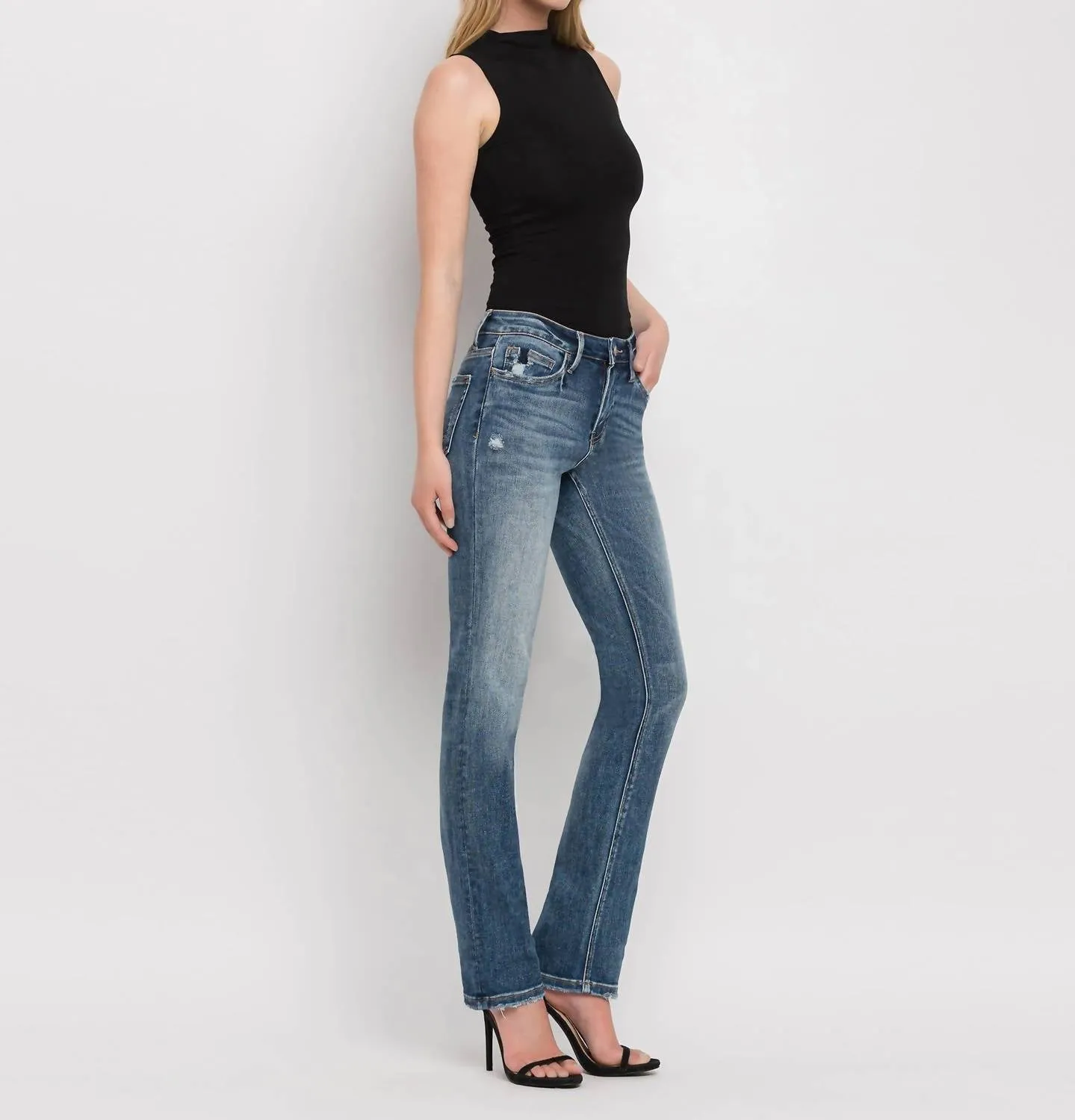 Mid Rise Straight Jeans In Pleasantly