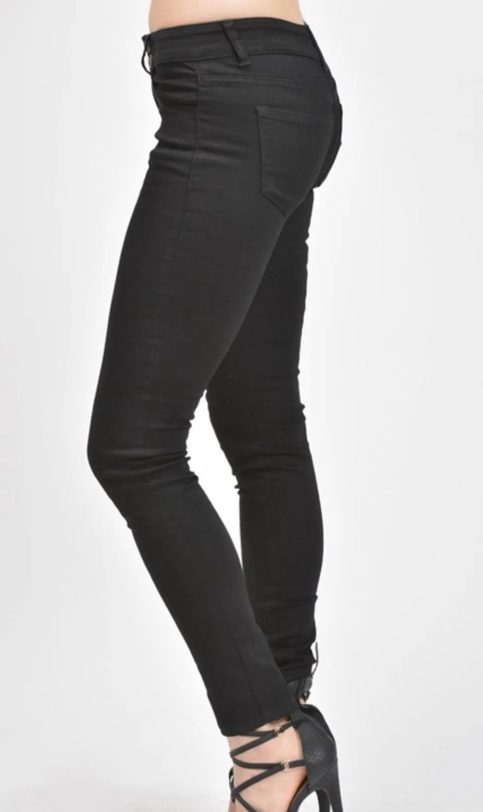 MID RISE SUPER SKINNY JEANS (Black)