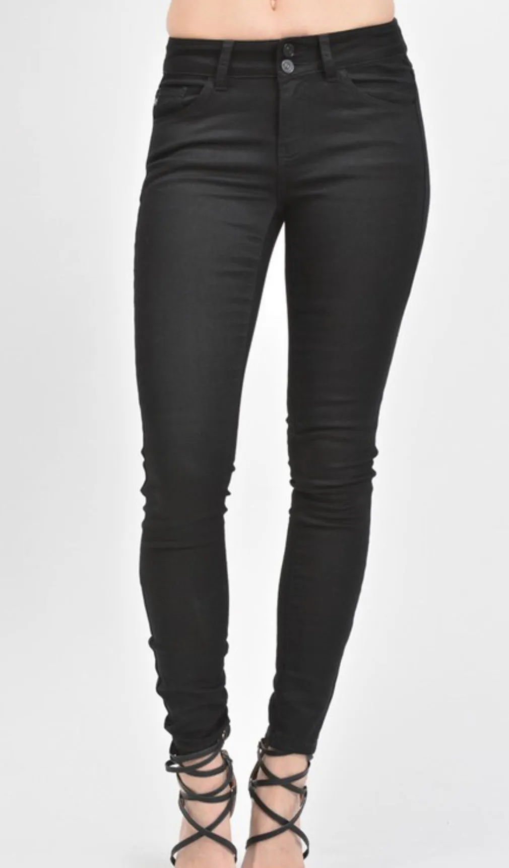 MID RISE SUPER SKINNY JEANS (Black)