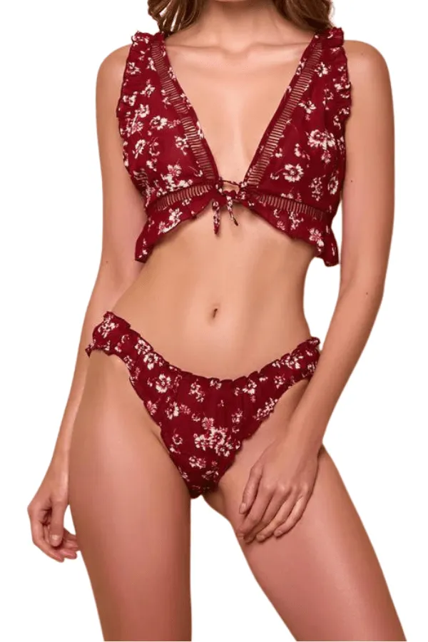 Midnight Frolic Bra Set - Red