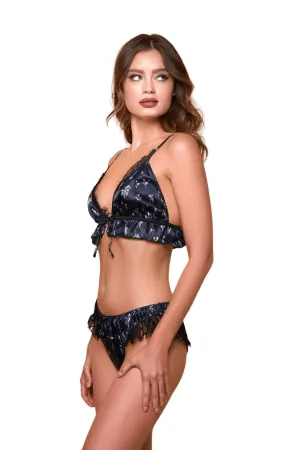 Midnight Garden Bra Set - Navy