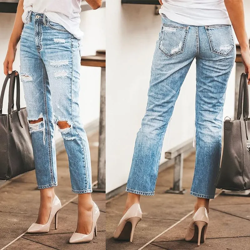 MINGALONDON Women's Ripped Jeans