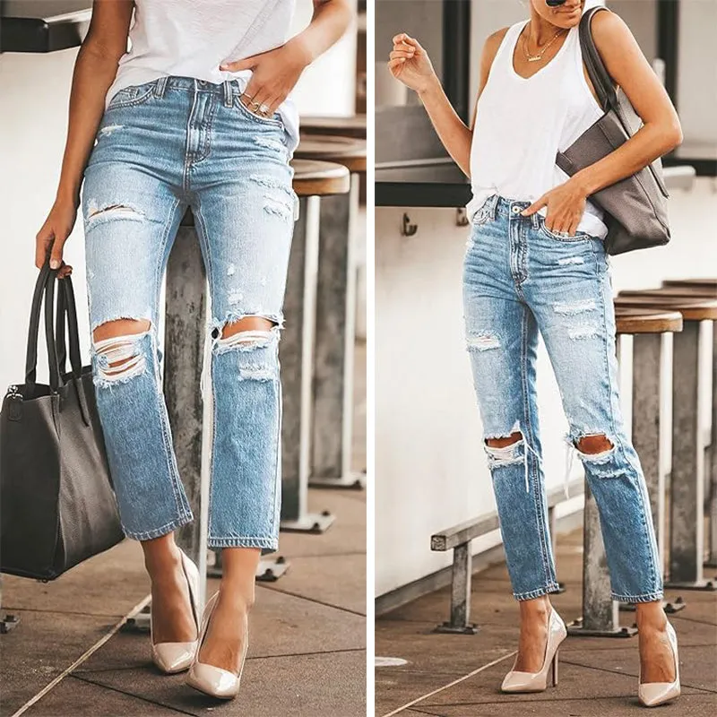 MINGALONDON Women's Ripped Jeans