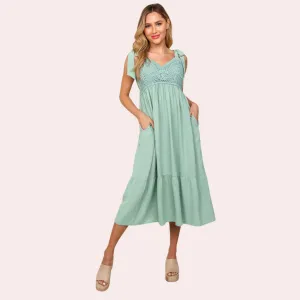 Mint crochet midi dress