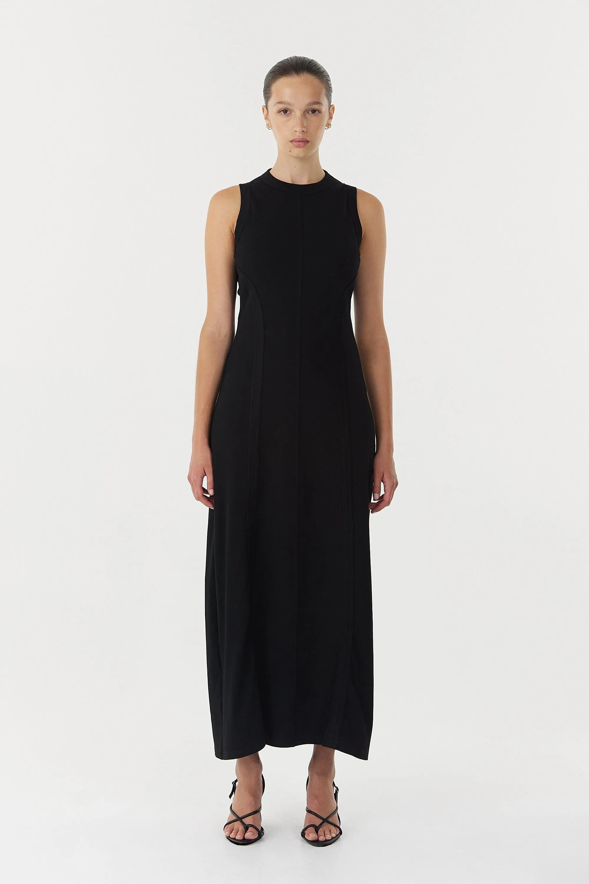 MOMENTUM OPEN BACK MAXI DRESS | BLACK