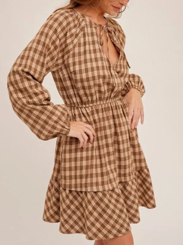 Monterey Brown Gingham Plaid Dress