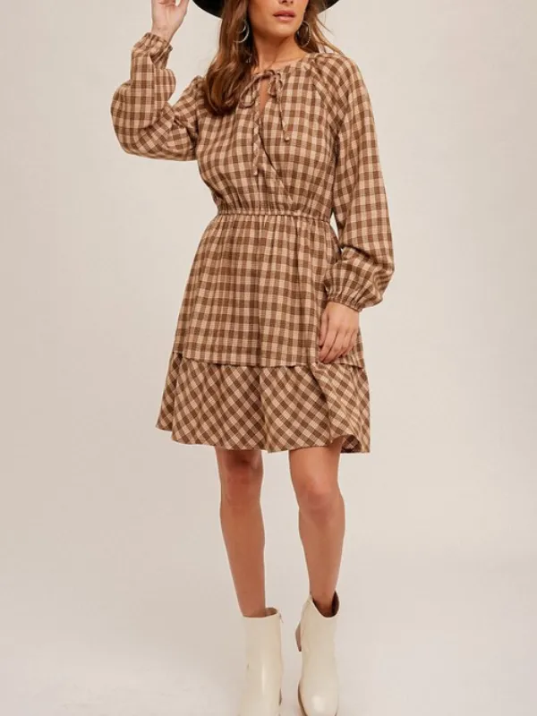 Monterey Brown Gingham Plaid Dress