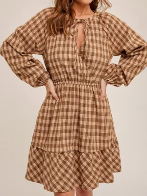 Monterey Brown Gingham Plaid Dress