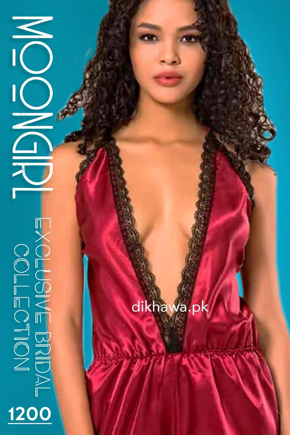 Moongirl - Exclusive Bridal 1Pc Short Nighty Cami Set & Wedding Nighty 1200 - Turkish Brand