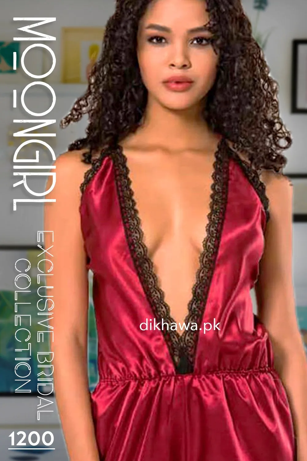 Moongirl - Exclusive Bridal 1Pc Short Nighty Cami Set & Wedding Nighty 1200 - Turkish Brand