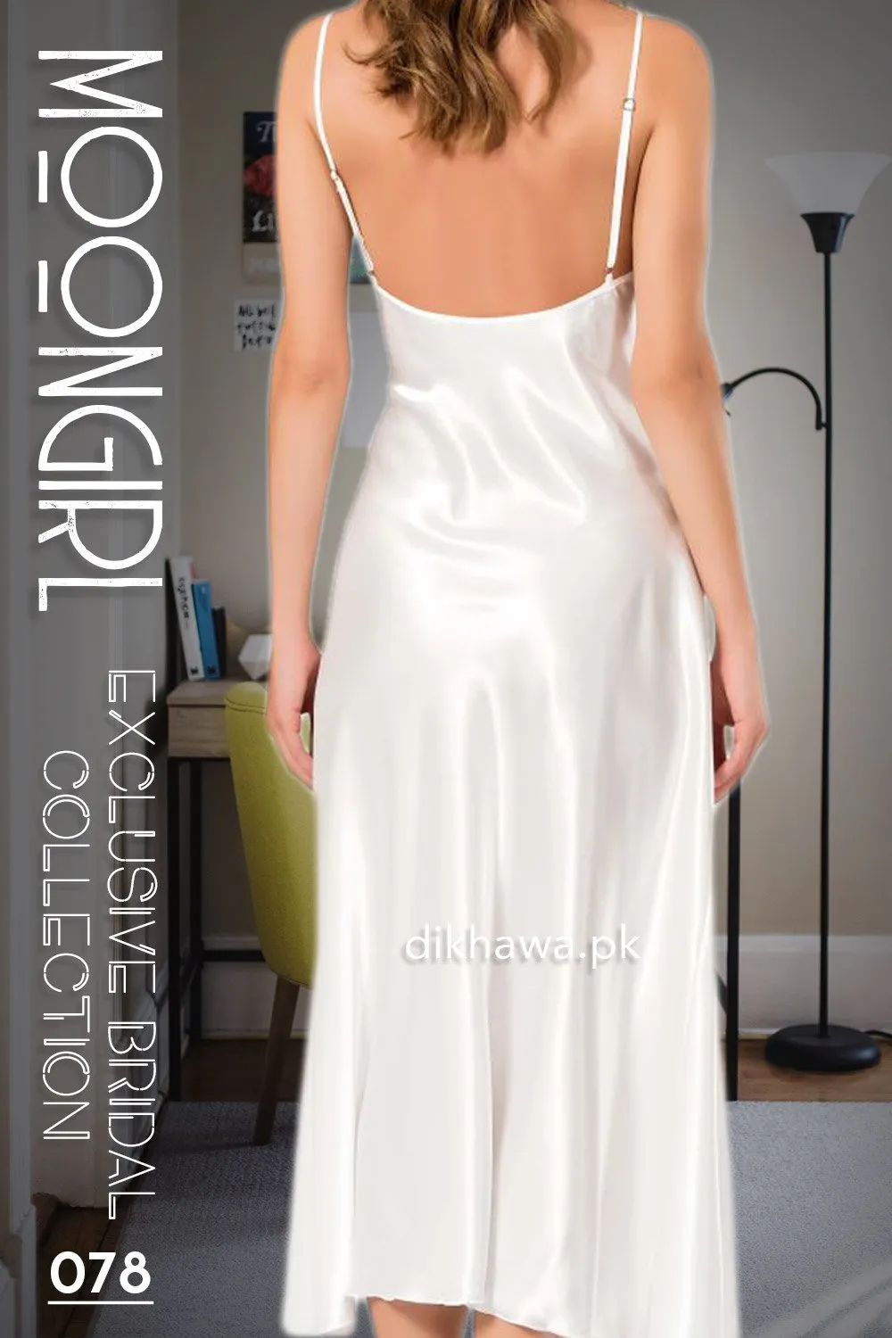 Moongirl - Exclusive Bridal 2Pc Long Nighty Set with Robe - Wedding Nightwear 078 - Turkish Brand