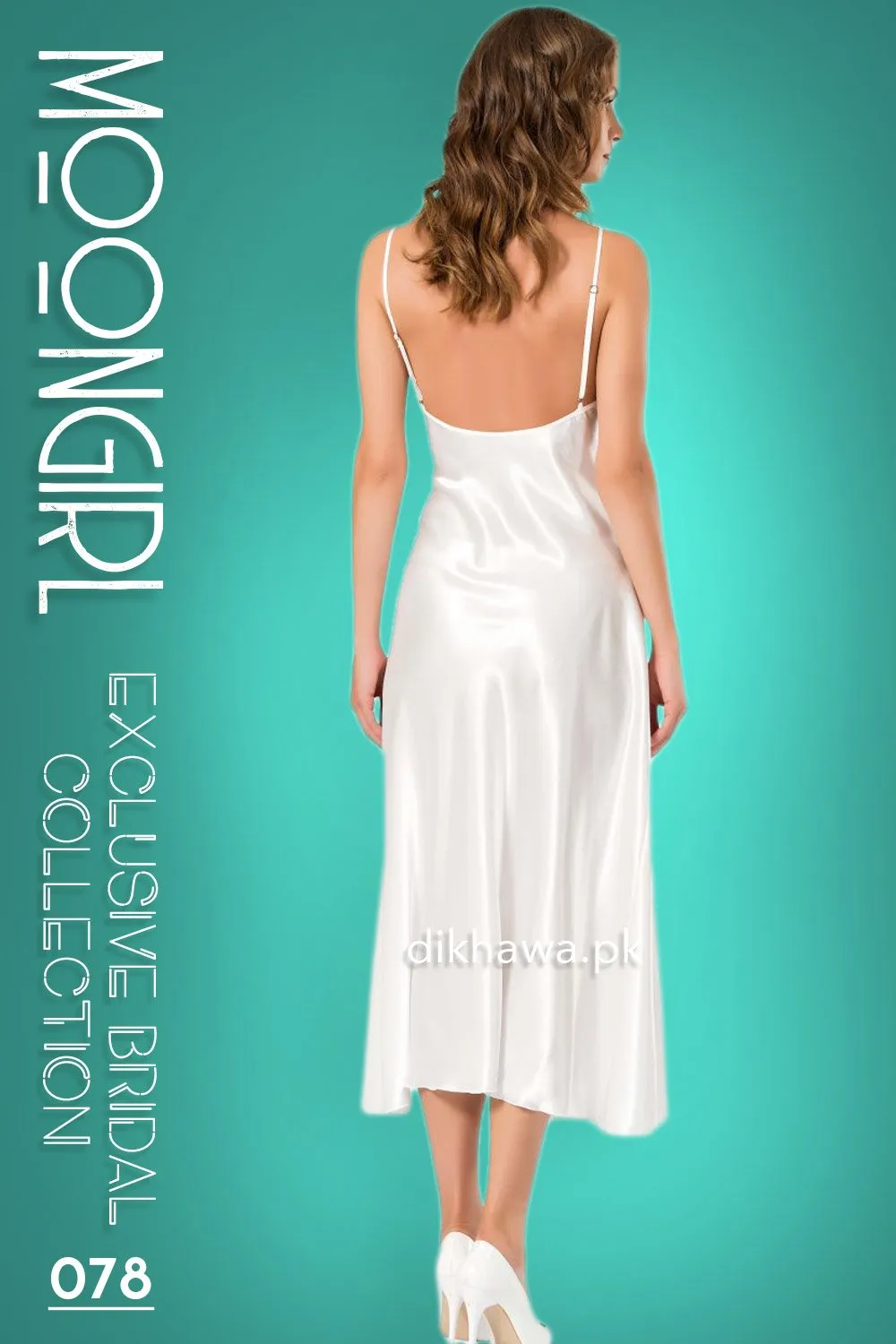 Moongirl - Exclusive Bridal 2Pc Long Nighty Set with Robe - Wedding Nightwear 078 - Turkish Brand