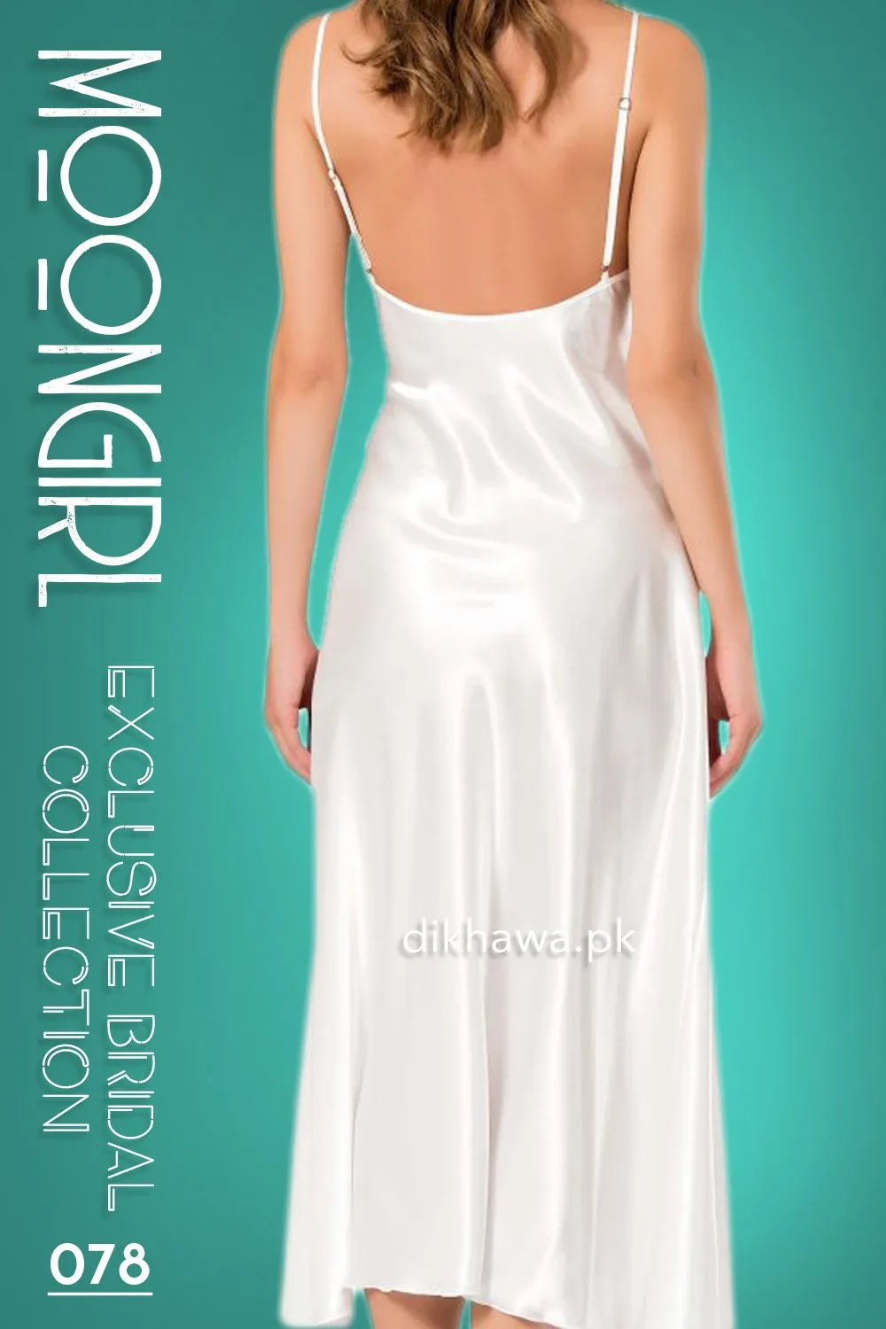 Moongirl - Exclusive Bridal 2Pc Long Nighty Set with Robe - Wedding Nightwear 078 - Turkish Brand