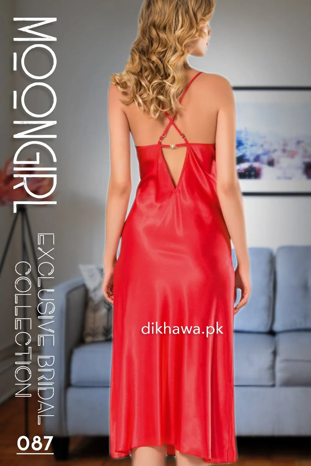 Moongirl - Exclusive Bridal 2Pc Long Nighty Set with Robe - Wedding Nighty Set 087 - Turkish Brand