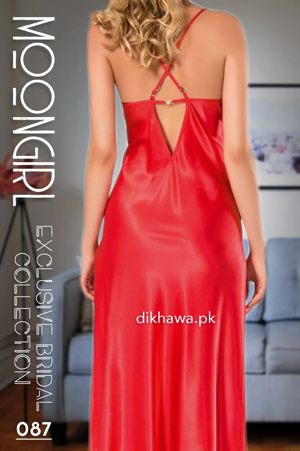 Moongirl - Exclusive Bridal 2Pc Long Nighty Set with Robe - Wedding Nighty Set 087 - Turkish Brand
