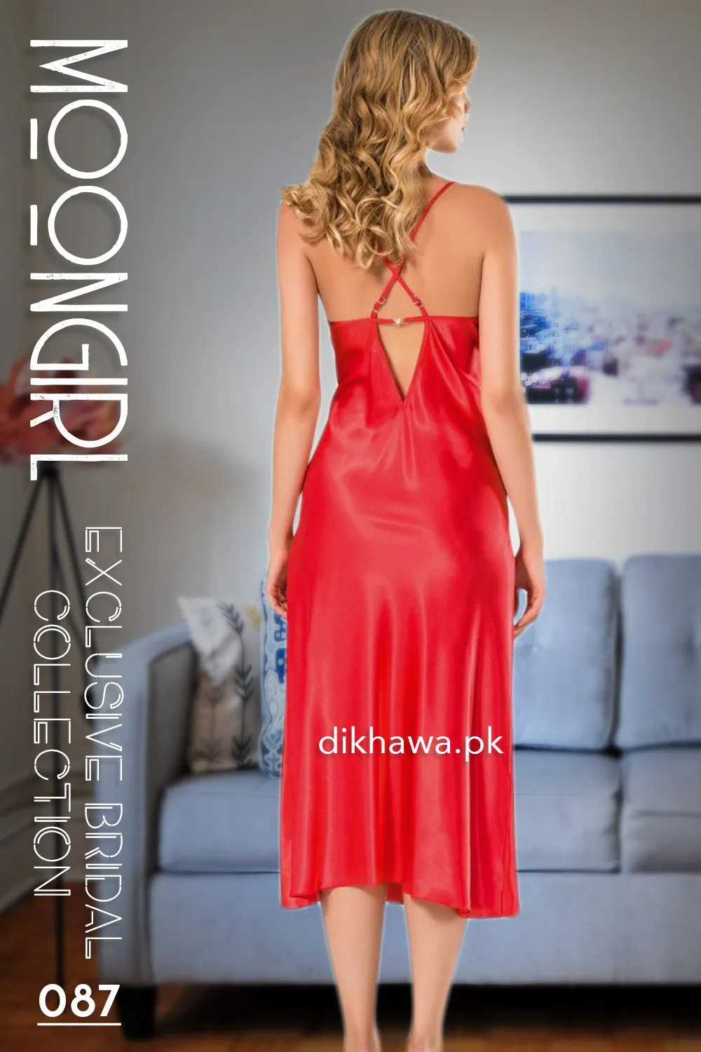 Moongirl - Exclusive Bridal 2Pc Long Nighty Set with Robe - Wedding Nighty Set 087 - Turkish Brand