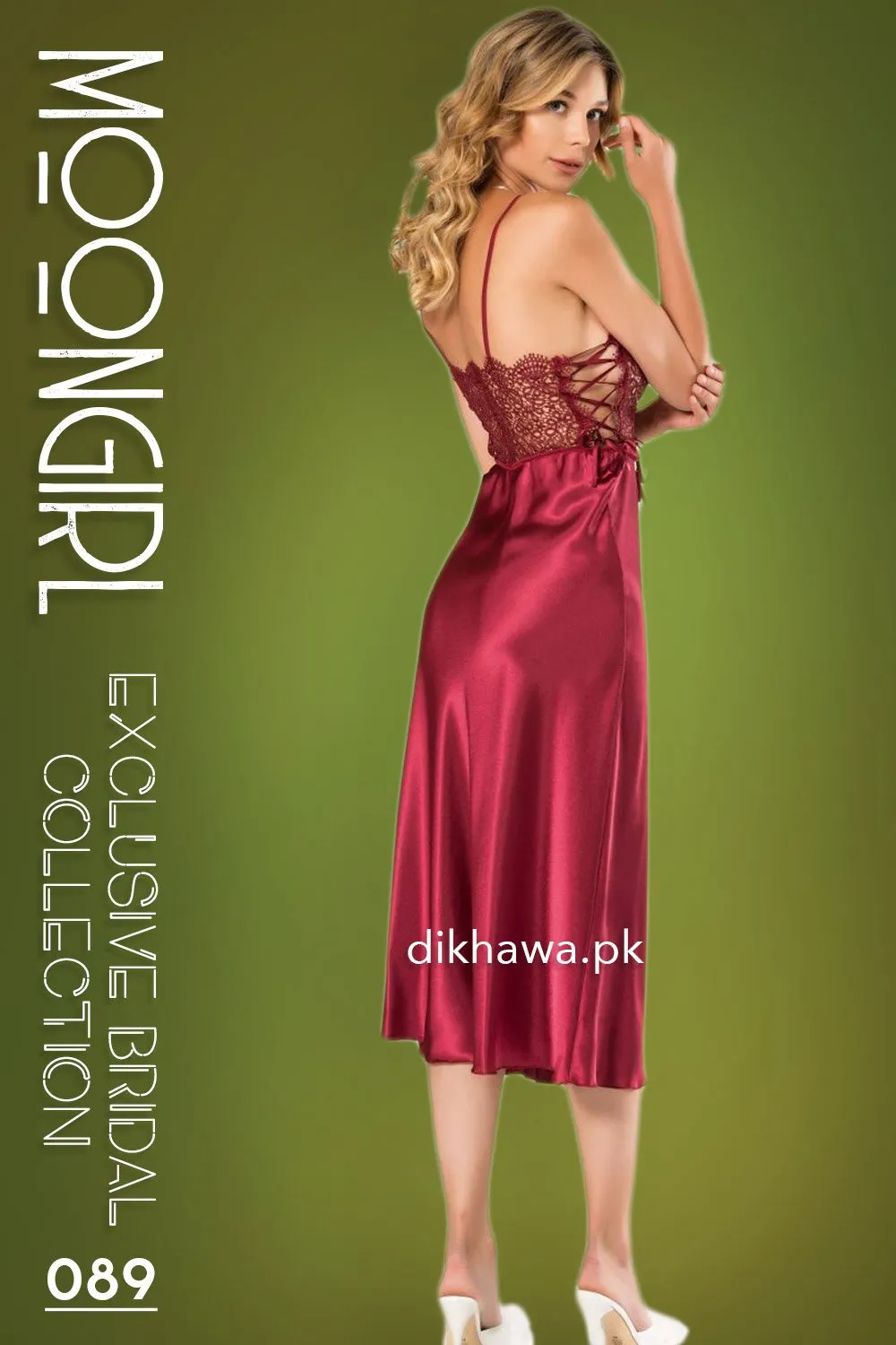 Moongirl - Exclusive Bridal 2Pc Long Nighty Set with Robe - Wedding Nighty Set 089 - Turkish Brand