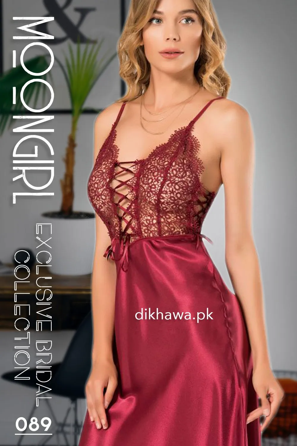 Moongirl - Exclusive Bridal 2Pc Long Nighty Set with Robe - Wedding Nighty Set 089 - Turkish Brand