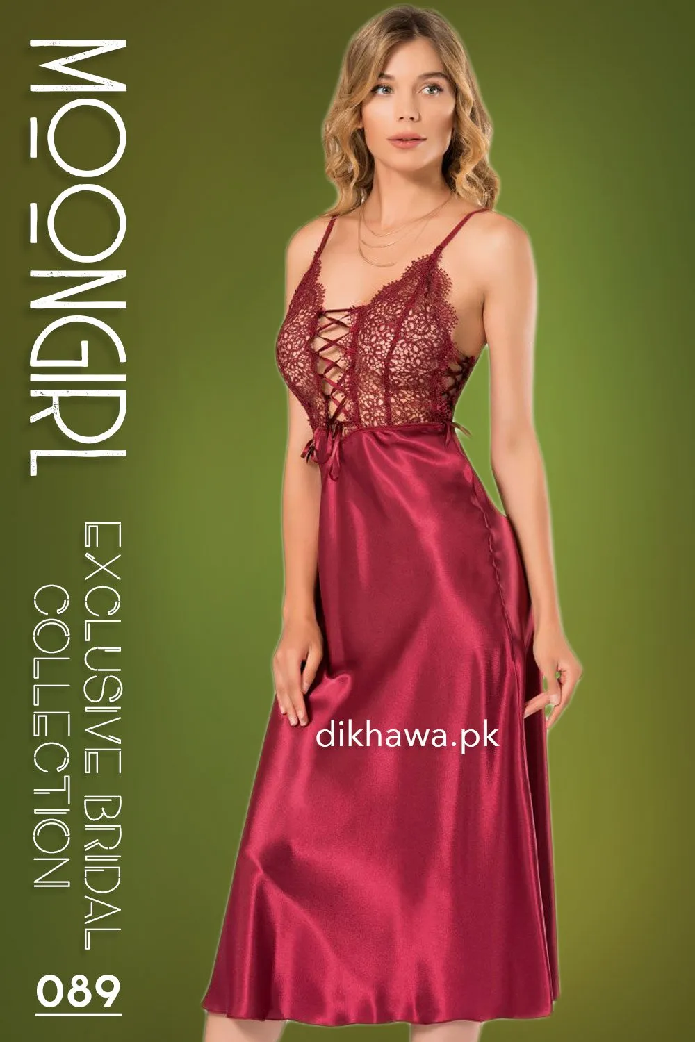 Moongirl - Exclusive Bridal 2Pc Long Nighty Set with Robe - Wedding Nighty Set 089 - Turkish Brand