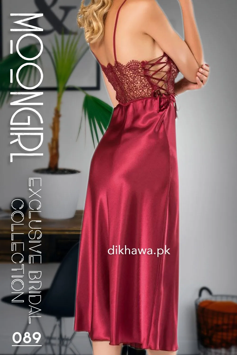 Moongirl - Exclusive Bridal 2Pc Long Nighty Set with Robe - Wedding Nighty Set 089 - Turkish Brand