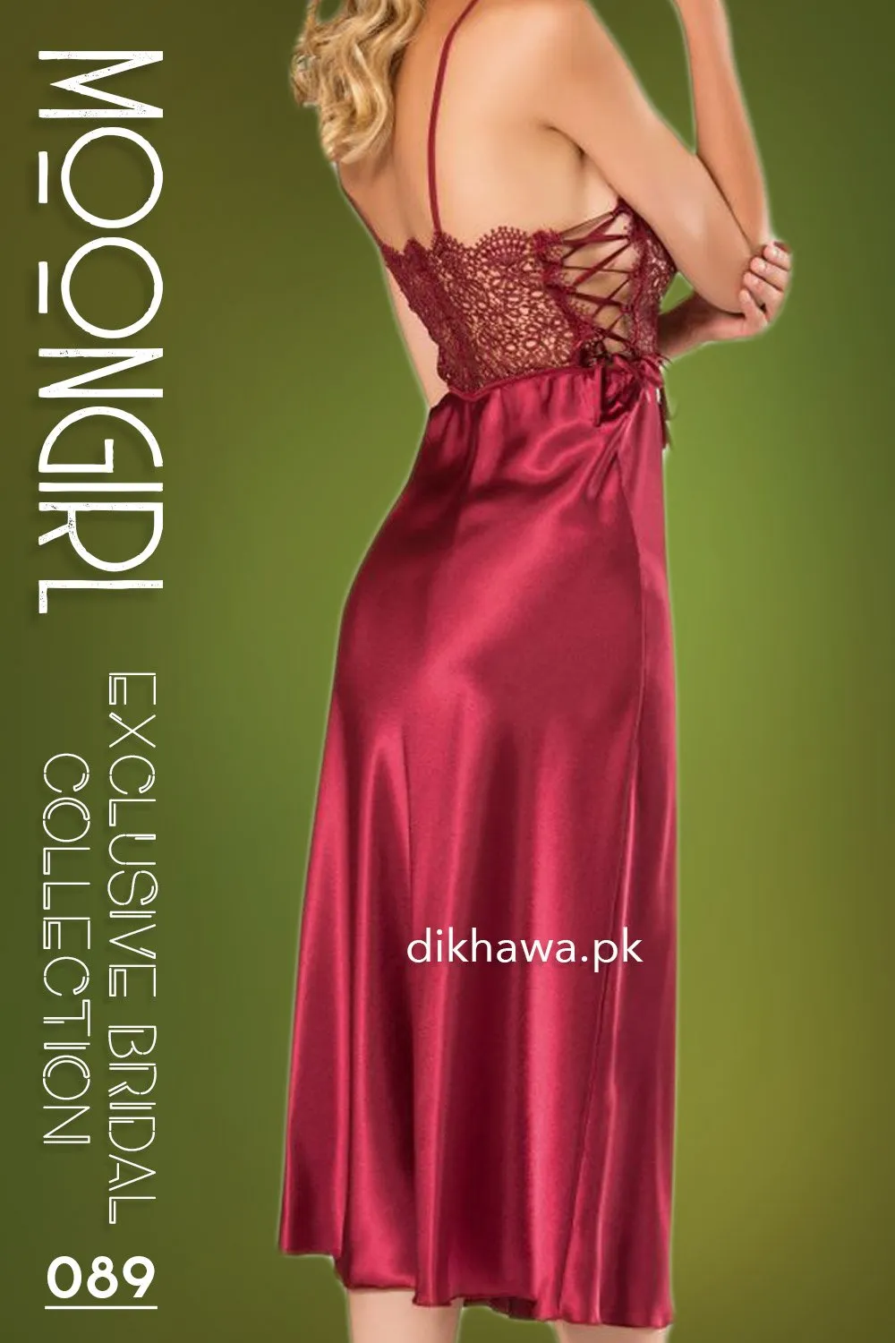 Moongirl - Exclusive Bridal 2Pc Long Nighty Set with Robe - Wedding Nighty Set 089 - Turkish Brand