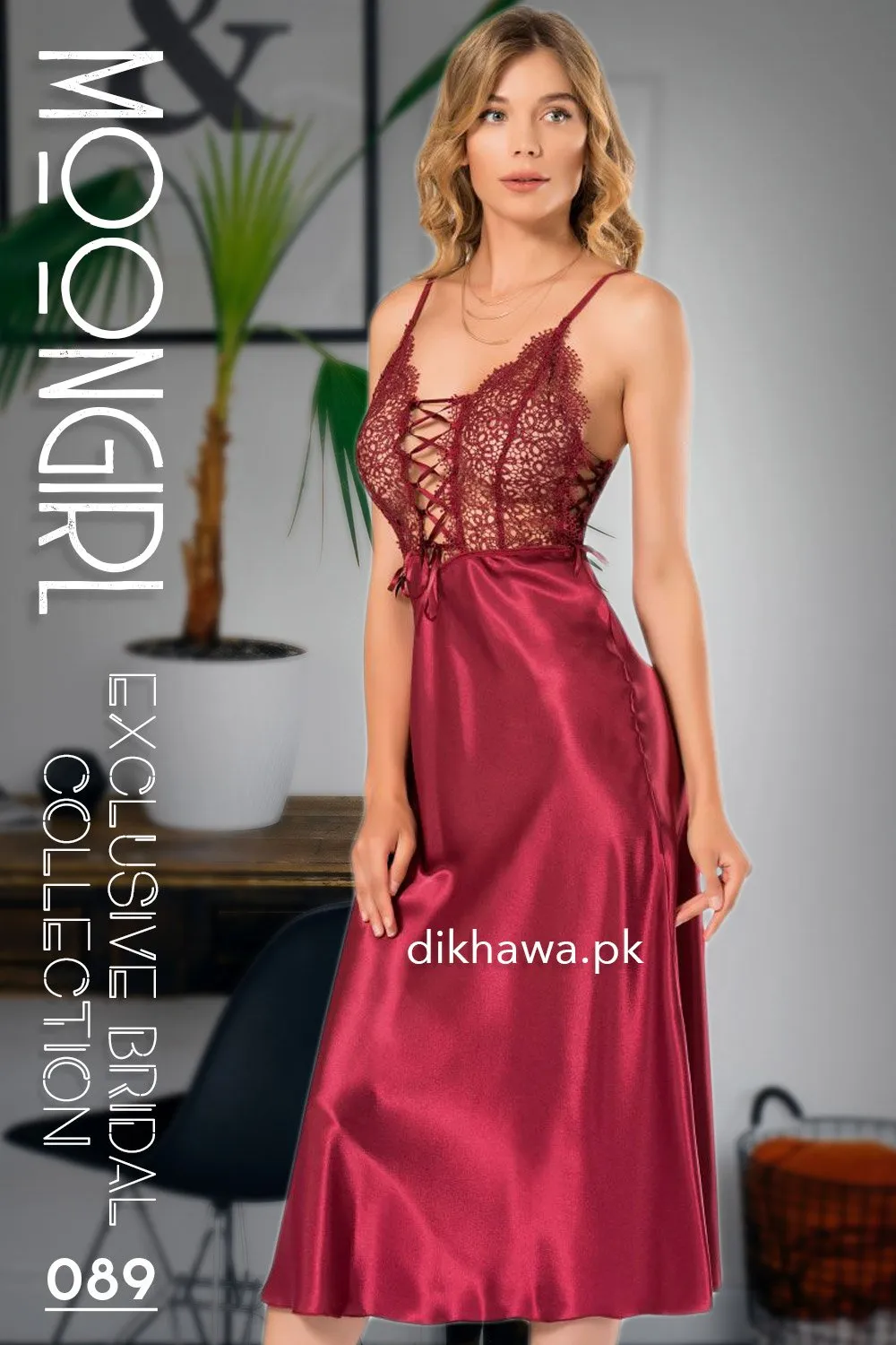 Moongirl - Exclusive Bridal 2Pc Long Nighty Set with Robe - Wedding Nighty Set 089 - Turkish Brand
