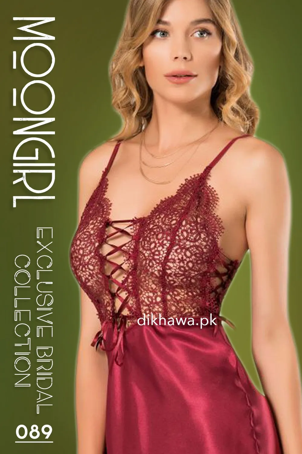 Moongirl - Exclusive Bridal 2Pc Long Nighty Set with Robe - Wedding Nighty Set 089 - Turkish Brand