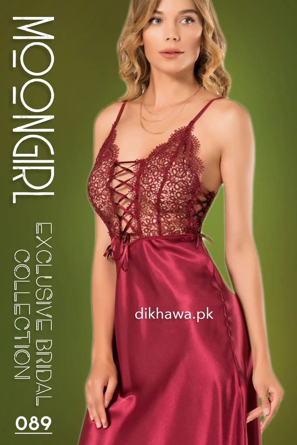 Moongirl - Exclusive Bridal 2Pc Long Nighty Set with Robe - Wedding Nighty Set 089 - Turkish Brand