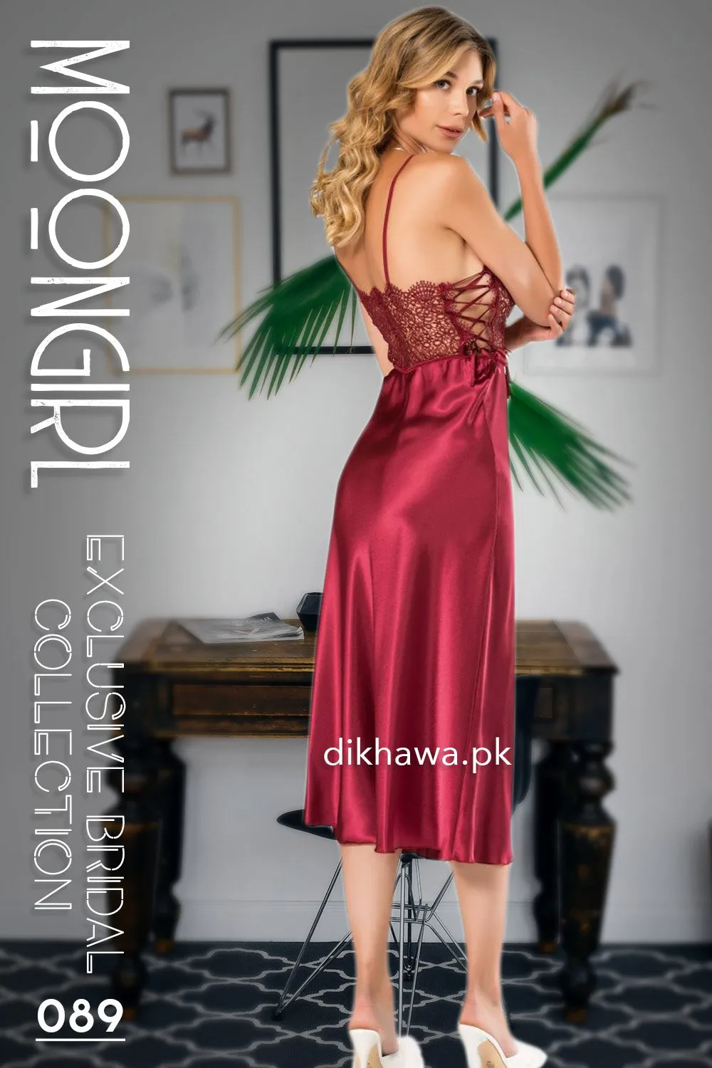 Moongirl - Exclusive Bridal 2Pc Long Nighty Set with Robe - Wedding Nighty Set 089 - Turkish Brand