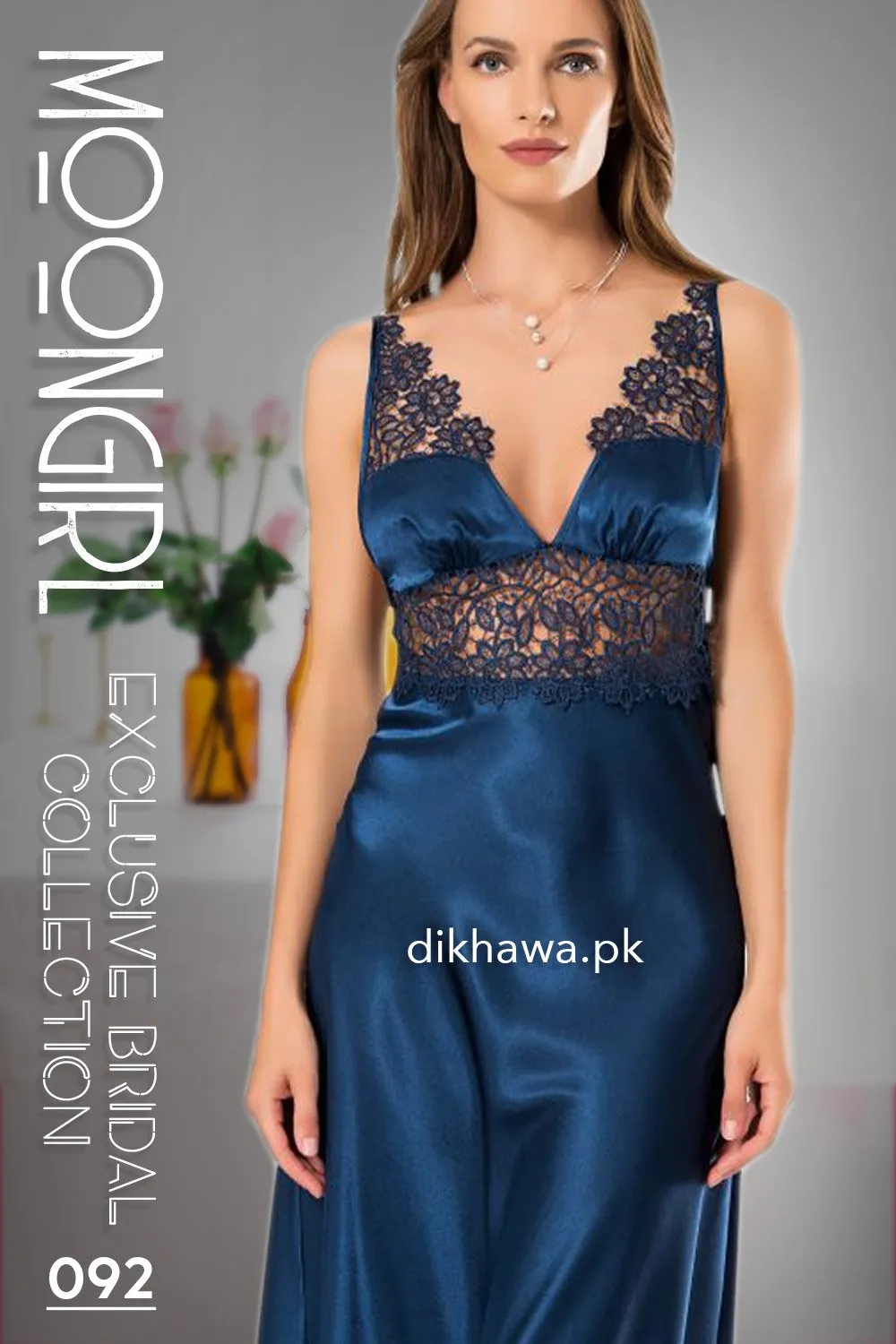 Moongirl - Exclusive Bridal 2Pc Long Nighty Set with Robe - Wedding Nighty Set 092 - Turkish Brand