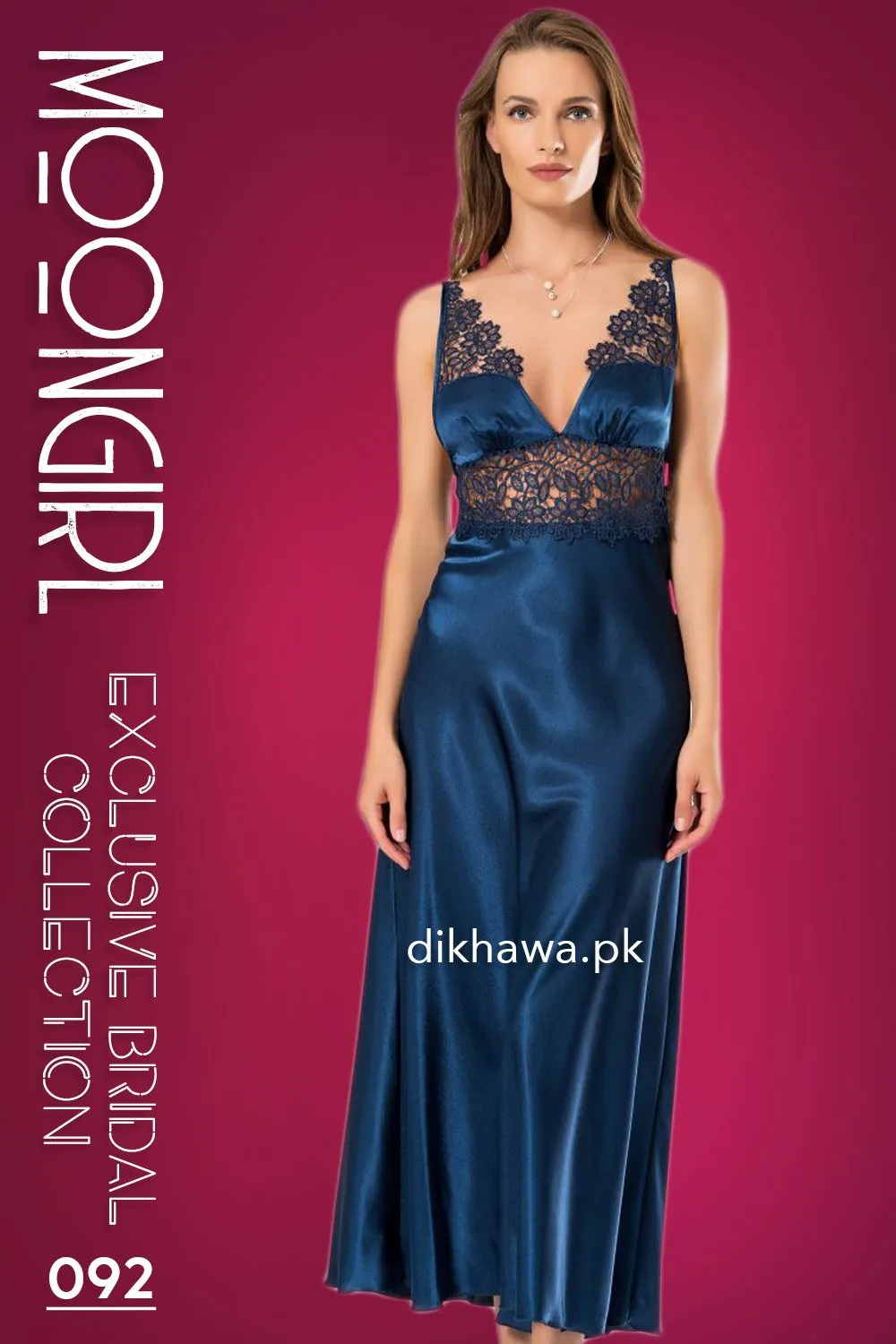 Moongirl - Exclusive Bridal 2Pc Long Nighty Set with Robe - Wedding Nighty Set 092 - Turkish Brand