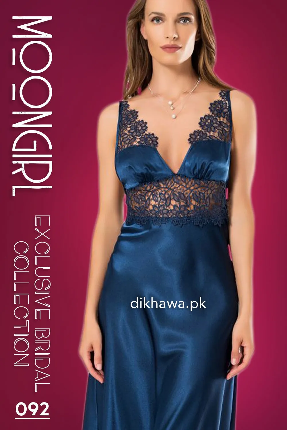 Moongirl - Exclusive Bridal 2Pc Long Nighty Set with Robe - Wedding Nighty Set 092 - Turkish Brand
