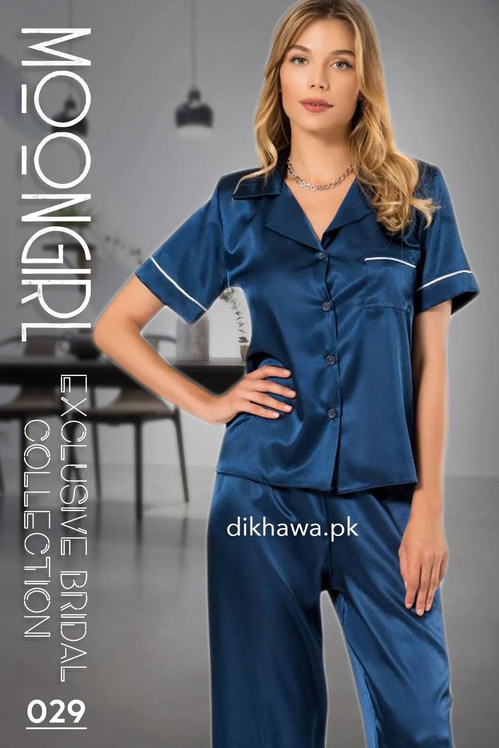Moongirl - Exclusive Bridal 2Pc Pajama Set & Wedding Nightdress 029 - Turkish Brand