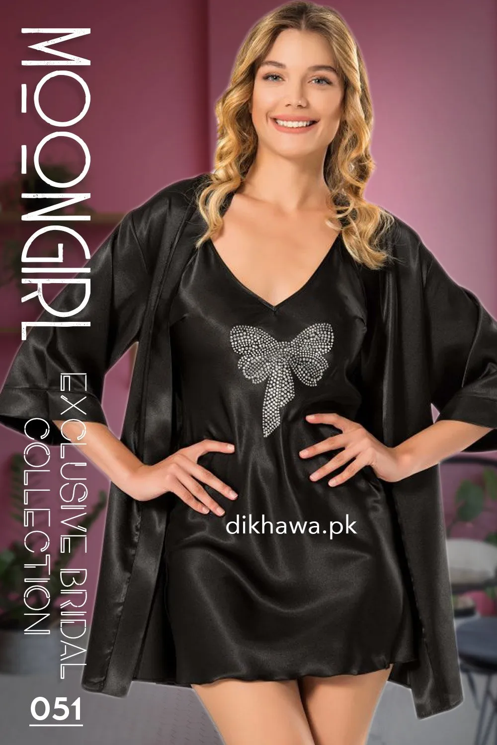Moongirl - Exclusive Bridal 2Pc Short Nighty Wedding Honeymoon Nighty Set 051 - Turkish Brand