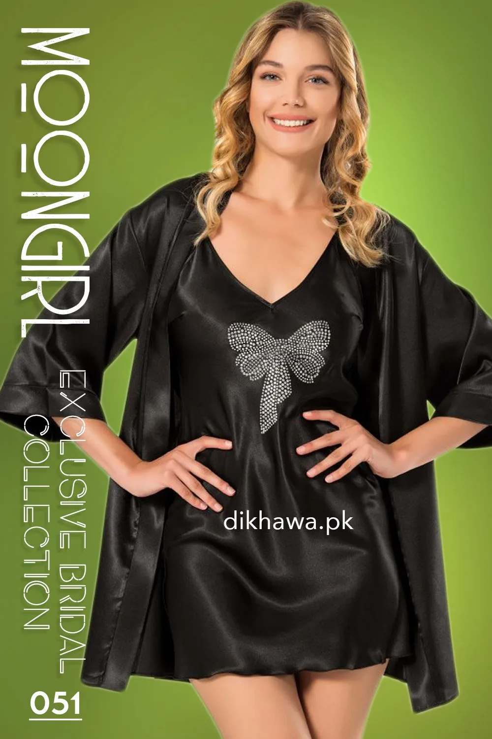 Moongirl - Exclusive Bridal 2Pc Short Nighty Wedding Honeymoon Nighty Set 051 - Turkish Brand