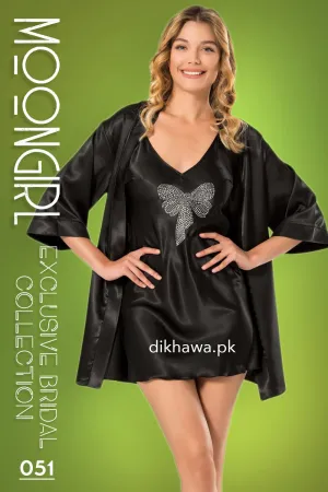 Moongirl - Exclusive Bridal 2Pc Short Nighty Wedding Honeymoon Nighty Set 051 - Turkish Brand