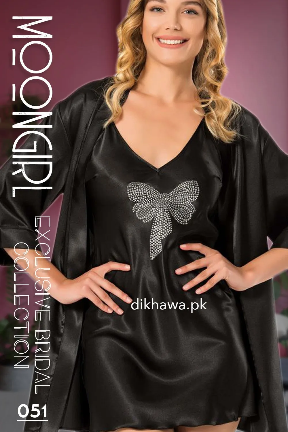 Moongirl - Exclusive Bridal 2Pc Short Nighty Wedding Honeymoon Nighty Set 051 - Turkish Brand