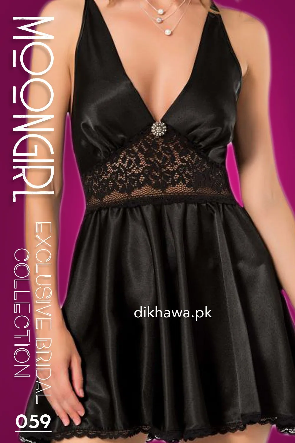 Moongirl - Exclusive Bridal 2Pc Short Nighty Wedding Honeymoon Nighty Set 059 - Turkish Brand