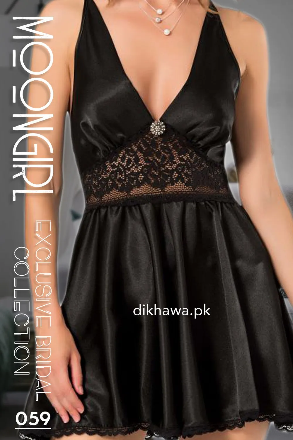 Moongirl - Exclusive Bridal 2Pc Short Nighty Wedding Honeymoon Nighty Set 059 - Turkish Brand