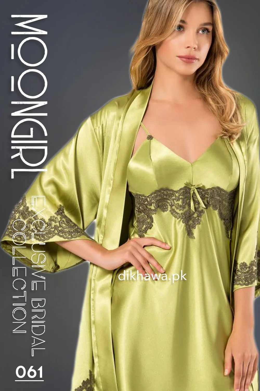 Moongirl - Exclusive Bridal 2Pc Short Nighty Wedding Honeymoon Nighty Set 061 - Turkish Brand