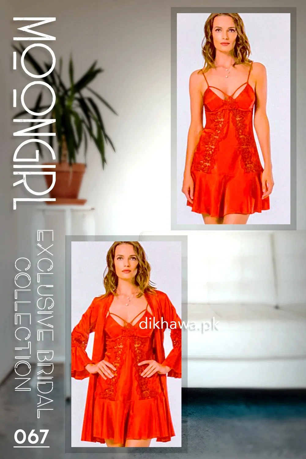 Moongirl - Exclusive Bridal 2Pc Short Nighty Wedding Honeymoon Nighty Set 067 - Turkish Brand