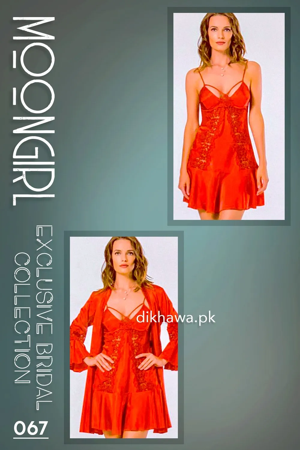 Moongirl - Exclusive Bridal 2Pc Short Nighty Wedding Honeymoon Nighty Set 067 - Turkish Brand