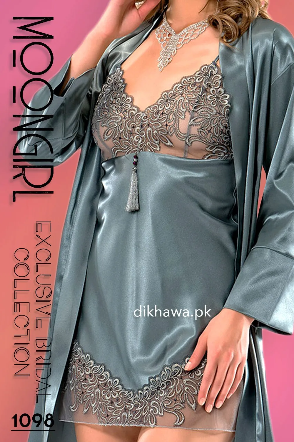 Moongirl - Exclusive Bridal 2Pc Short Nighty Wedding Honeymoon Nighty Set 1098 - Turkish Brand